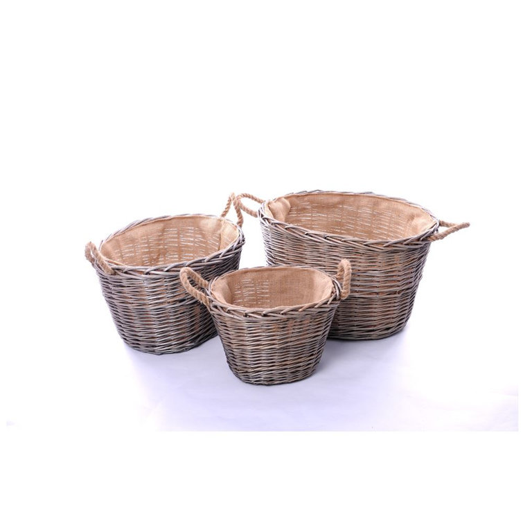Red Hamper Oval Wicker Log Carrier with Hessian Lining Wayfair.co.uk